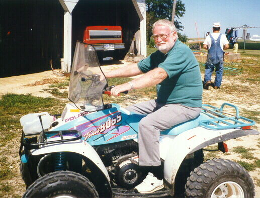 Dad on the ATV
Thomas's father showing his elusive playful side.  
